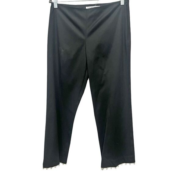 Trina Turk black Rhinestone Hemmed Crop Ankle Pants Size 4 - Picture 2 of 8